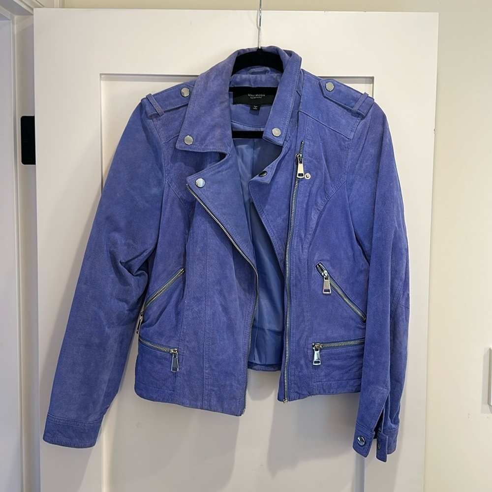 Vero Moda Blue suede biker jacket